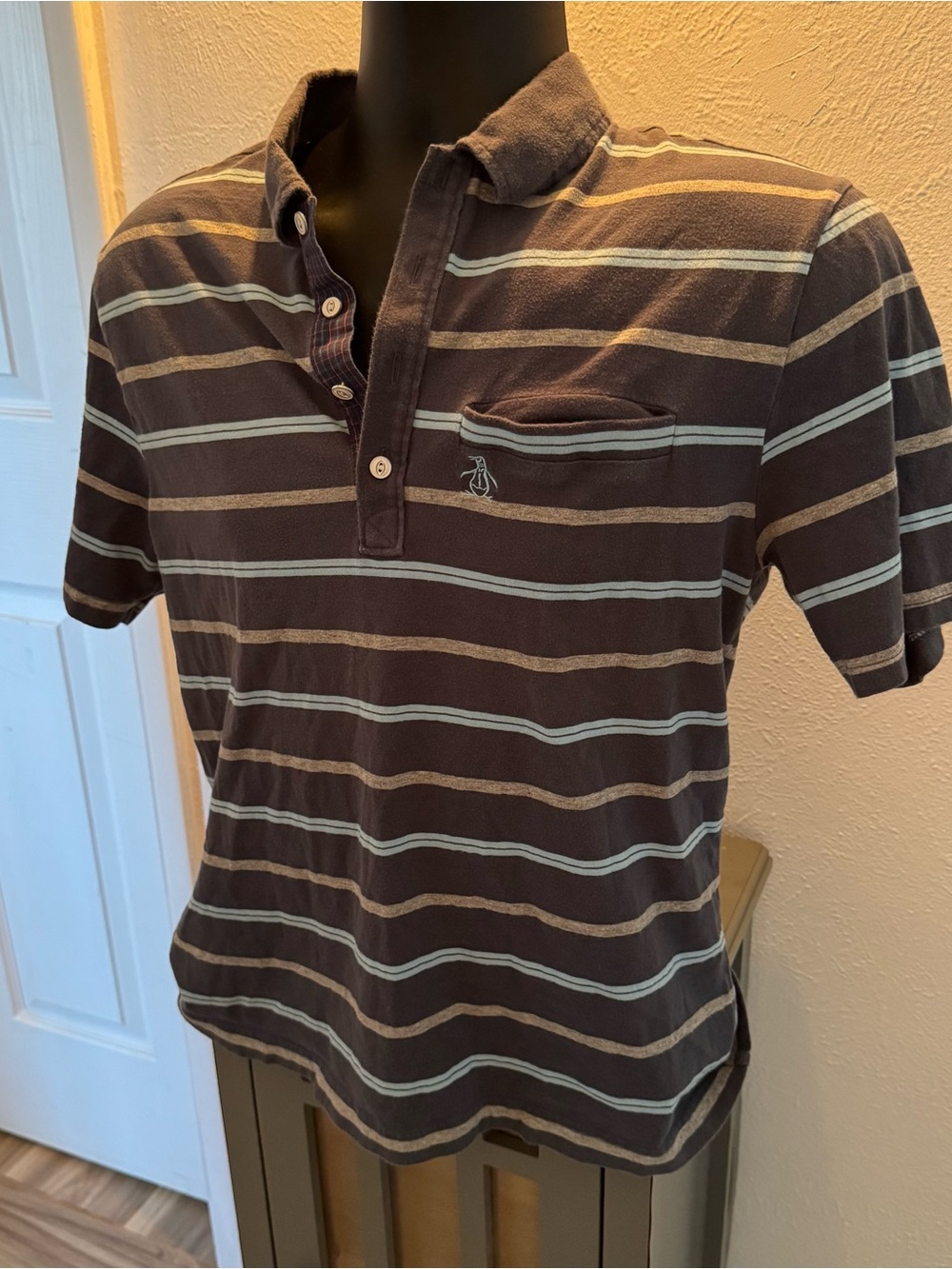 Classic Striped Polo Shirt - Navy & Light Blue